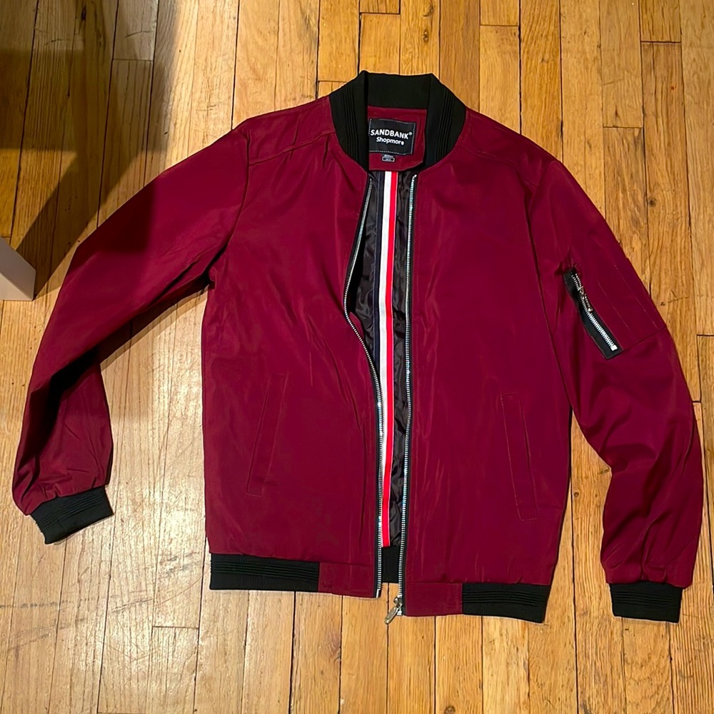 BRAND NEW Men’s Bomber Jacket, Maroon, Size Small
